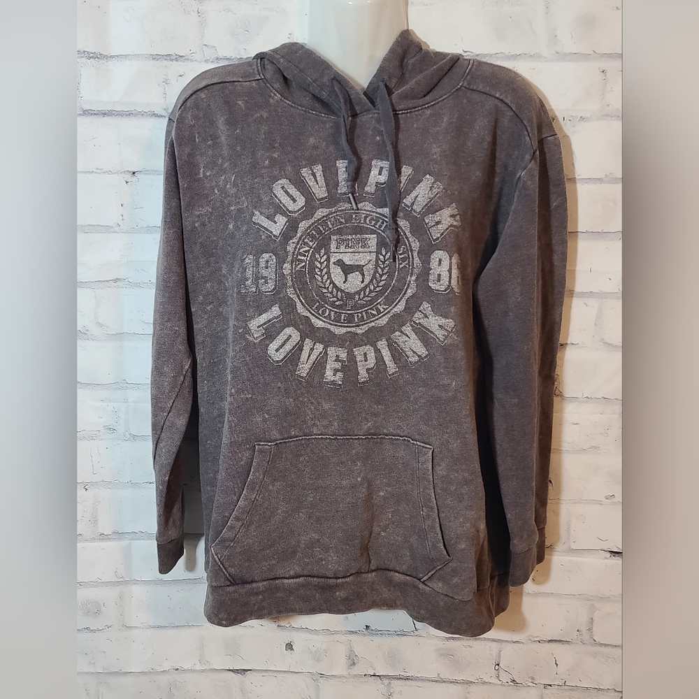 PINK Victoria's Secret Bleach Wash Hoodie Sweatshirt